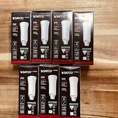 7x Satco S29860 LED CFL PL Bulb 9W G24q 4-Pin Frosted 4000K Cool White • $68.60