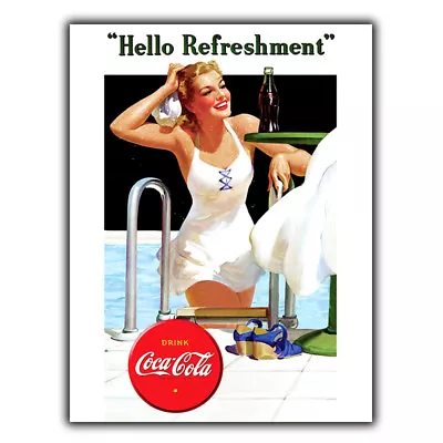 Coca-Cola SIGN METAL WALL PLAQUE  Retro Vintage Bar Art Poster Advert Coke 1940s • £4.45