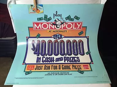 Mc Donalds Monopoly Advertisement Poster With Monopoly Arch Card • $19.99