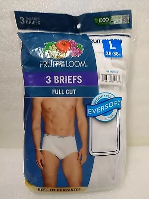 Fruit Of The Loom ~Tag Free Briefs ~3 Count ~Size: Large / 36-38 Inch ~White • $13.95