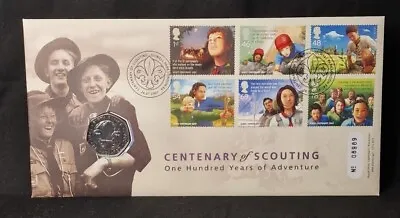 GB 2007 CENTENARY OF SCOUTING 50p FIFTY PENCE COIN BUNC PNC FDC COVER • £15.95