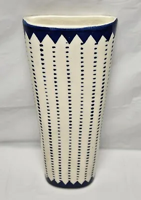 Vintage Handarbeit Vase Art Pottery Wall Pocket Ceramic Blue Numbered 11  Tall • $27