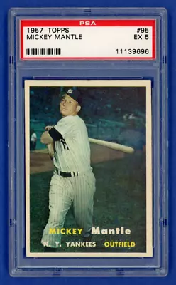 1957 Topps #95 MICKEY MANTLE (HOF) 3 MVPs 536 HRs New York Yankees PSA 5 EX • $1375