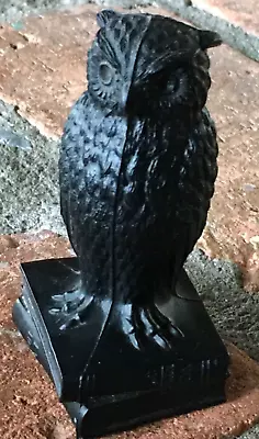 Vtg Solid Metal Wise OWL Black Figurine On Books 3 1/2” Tall • $12.03