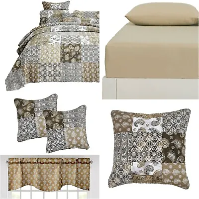 DaDa Bedding Bed In A Bag Bohemian Paisley Fitted Sheet Patchwork Bedspread Set • $267.15