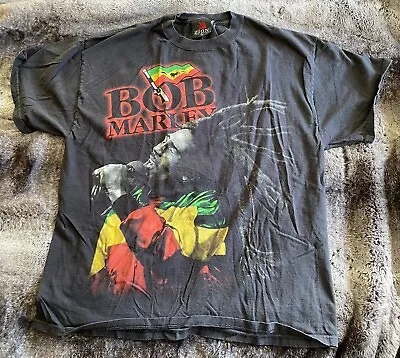 Vintage Bob Marley T-Shirt Zion Roots Wear Black Men’s XL • $34.99