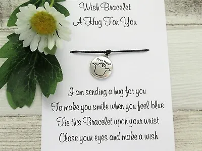 £2.95 • Buy A Hug For You Wish Bracelet Anxiety Gift Card Charm Anklet Friendship Worry