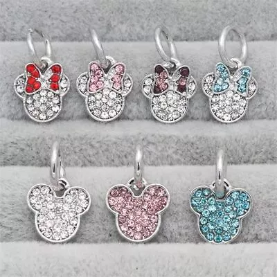 Rhinestones Mouse Head Bead Crystal Pendant Mice Beads Charms DIY Bracelet 1Pc • $15.83