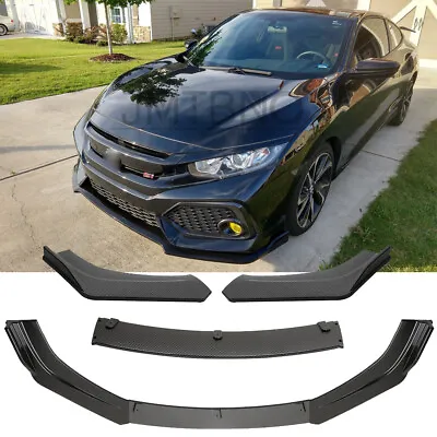 For Honda Civic Si Carbon Fiber Front Bumper Lip Chin Spoiler Splitter Body Kit • £64.99