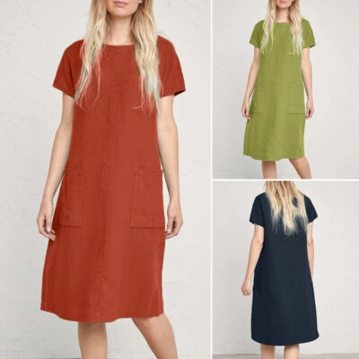 $25.97 • Buy ZANZEA Womens Short Sleeve O Neck Mini Dress Casual Party Club Short Mini Dress