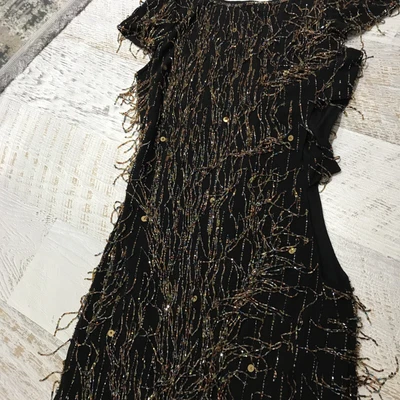 £59 • Buy Topshop Dress Heavily Embellished Beaded Flapper Style Cut Out Sides Lined 10