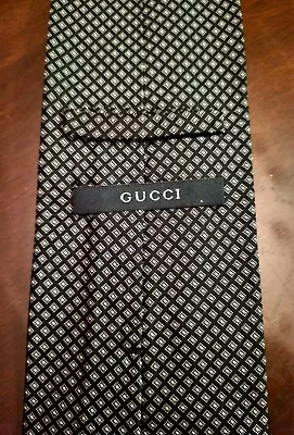 GUCCI Black Italian Geometric I Silk Neck Classic Tie  • $65