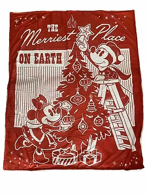 Disney Mickey Minnie Mouse Christmas Holiday Sherpa Throw Blanket 50''x 60   NEW • $24.99