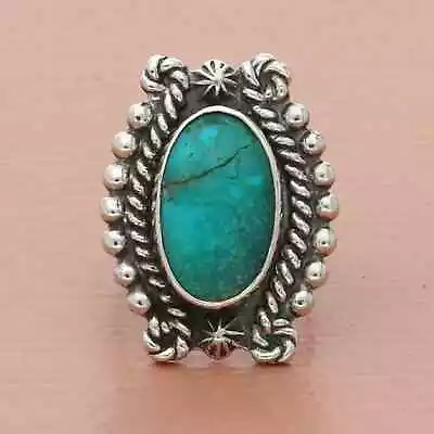 Navajo Sterling Silver Vintage Braided Turquoise Ring Size 4.5 • $70