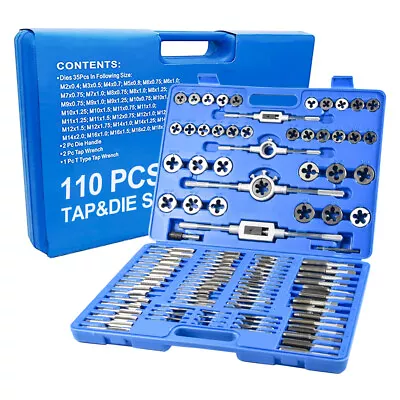 110Pcs Metric Tap And Die Set M2-M18 Rethreading Tools Coarse And Fine Threads • $87.99