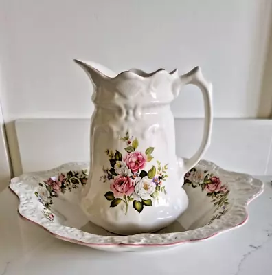 Vintage James Kent Earthenware Old Foley 'Harmony Rose' - Wash Jug & Bowl • £12