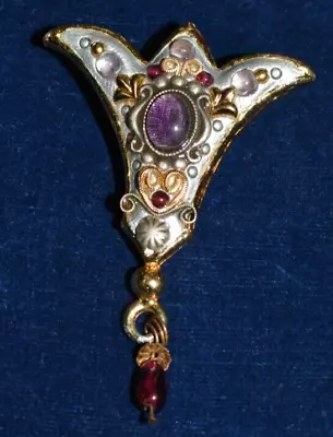 Vintage Signed Michal Golan Purple Cabochon Artisan Brooch • $14