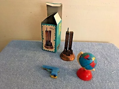 Vintage Pencil Sharpener Lot World Trade Center Globe Pistol Gun Is Also Whistle • $30