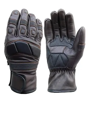 Men's Leather Street Motorcycle Protective Cruiser Stealth Brown Glove S-3XL  • $27