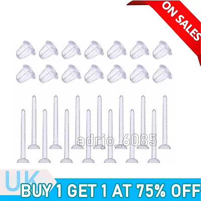 100× Clearplastic/Acrylic Transparent/Clear Earrings Work/School Invisible Stud • £3.37