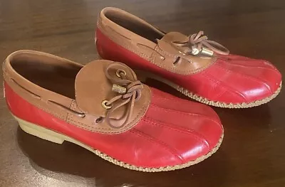 Tory Burch Red Duck Boots Boat Shoes Women's Size 7.5 • $29.99