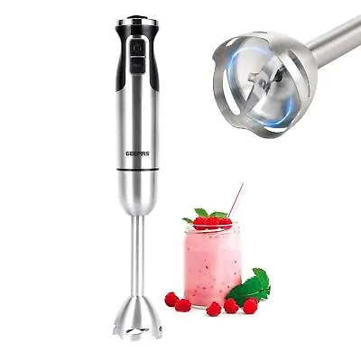 800W Hand Blender Handheld Immersion Stick Blender 12 Speed & Turbo Silver • £23.99