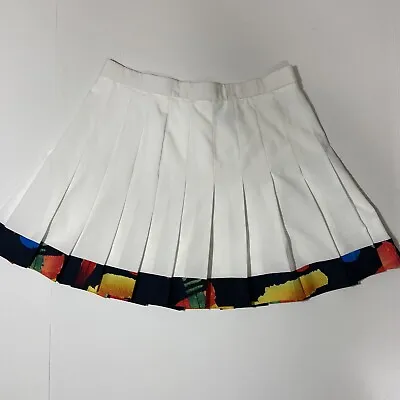 Vtg Lily’s Of Beverly Hills Tennis Mini Skirt White Pop Art Trim 80s Size 10 • $25