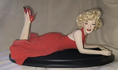 Franklin Mint Marilyn Monroe In Red Dress Porcelain Doll On Wood Stand • $400