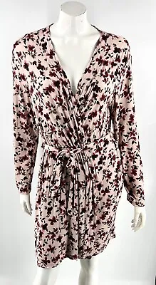 Nurture By Lamaze Robe Size L Pink Floral Tie Waist Long Sleeve Stretch Womens • £26.21