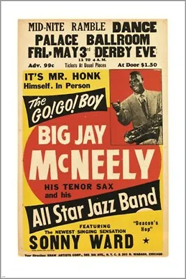 Big Jay MCNEELY All Star JAZZ BAND Vintage Poster COLLECTORS COLORFUL 20x30  • $9.99