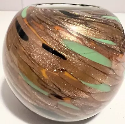 Vintage Murano Aventurine Globe Vase Bowl  • $32