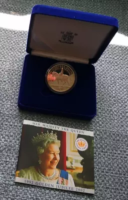 2002 Silver Proof  Queen Elizabeth Ii Golden Jubilee 5 Five Pound Coin (032) • £48.50