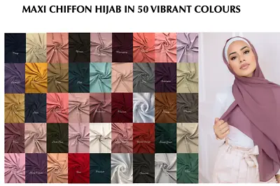 £4.99 • Buy New Extra Large Premium CHIFFON MAXI Plain Hijab Scarf  Headscarf Ladies Sarong 