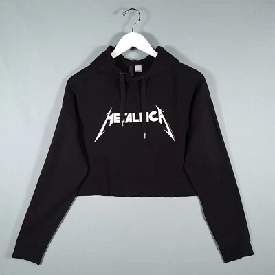£34.97 • Buy METALLICA Hoodie Womens Medium Black Silver Purple Jumper Long Sleeve Cropped