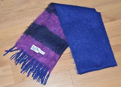 Donegal Design Hand Woven Mohair & Wool Scarf Purple Blue 18  X 72  Ireland • $29.99