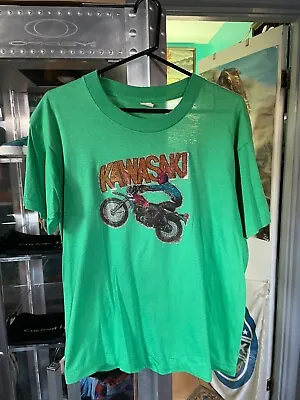 Vintage Kawasaki Motorcycle Shirt Screen Stars Large • $30