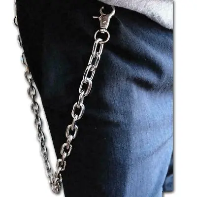 Men Women Silver Metal Wallet Chain Jeans Biker Rocker B Chunky Thick Y6I1 Z4N6 • £6.98