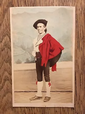 Matador Rare Photo C.1870 Tinted CDV Pau France Bullfighter Costume Pacault • £65