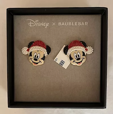 DISNEY X BAUBLEBAR Mickey Mouse Santa Hat Earrings (Pearl/Crystals) • $24