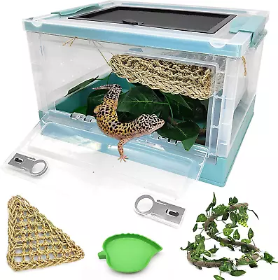 Foldable Reptile Terrariums Kit 6 PCS Gecko Tank Starter Kits Mini Transparent  • $50.99