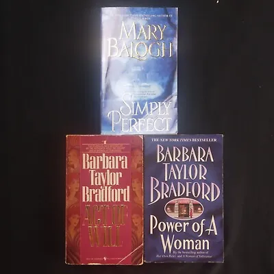 Lot Of 3 Paperback Romance Book Novels Barbara Taylor Bradford Mary Balogh • $8.32