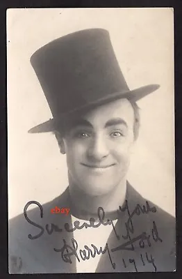 1914 Harry Ford Music Hall Comedian Entertainer Hand Signed Top Hat Postcard • £8