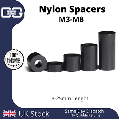 £3.35 • Buy Black Nylon Standoff Plastic Spacers Washers M3 | M4 | M5 | M6 | M8 | 3-25mm