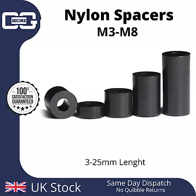 Black Nylon Standoff Plastic Spacers Washers M3 | M4 | M5 | M6 | M8 | 3-25mm • £30.15