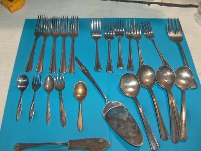 Lot Of Vintage Silverware  Mixed Variety Of 24 Pieces  Victors COA Oneida Taiwan • $9