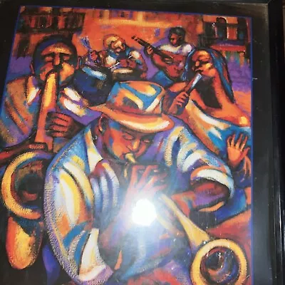 Vtg New Orleans Street Jazz Poster Margaret Slade Kelley 2003 Colorful Decor • $19.95