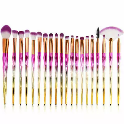 20PC Eye Make-up Brushes Diamond Unicorn Eyebrow Blending Brush Pink/Gold Set • $18.32