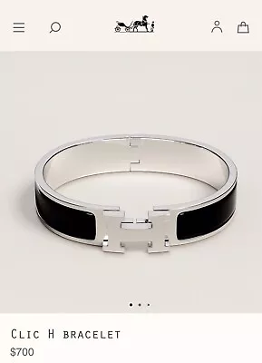 Hermès Black & Silver Clic H Bracelet Palladium Plated Luxury French Jewelry  • $350