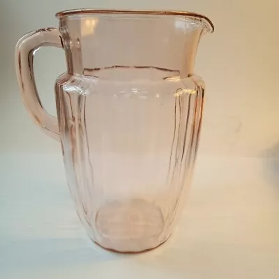 Vintage Pink Depression Glass Pitcher Pillar Optic Pink 8.5  • $14