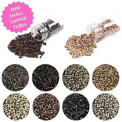 Small Copper Tubes Rings Links For Tiny Stick I-Tip Hair Extensions 3mm 0.5g • £3.48